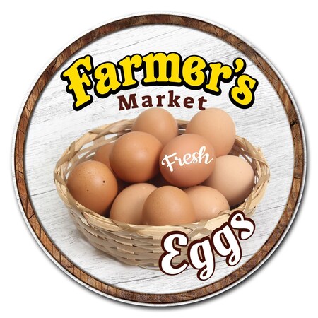 Signmission Corrugated Plastic Sign With Stakes 16in Circular-Farmers Market Eggs, C-16-CIR-WS-Eggs C-16-CIR-WS-Eggs